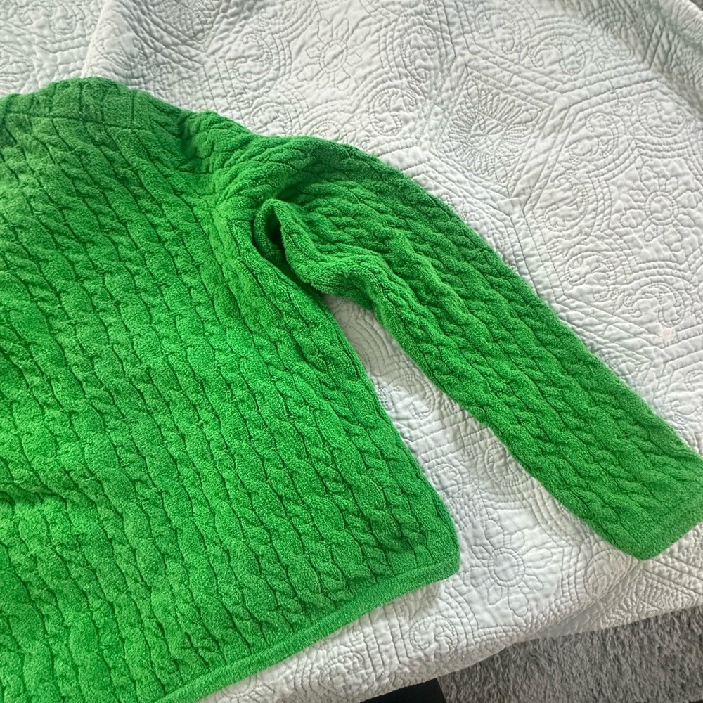 J. Crew Vibrant Green Cardigan Sweater. Cable knit cardigan jacket style sweater - Picture 10 of 10